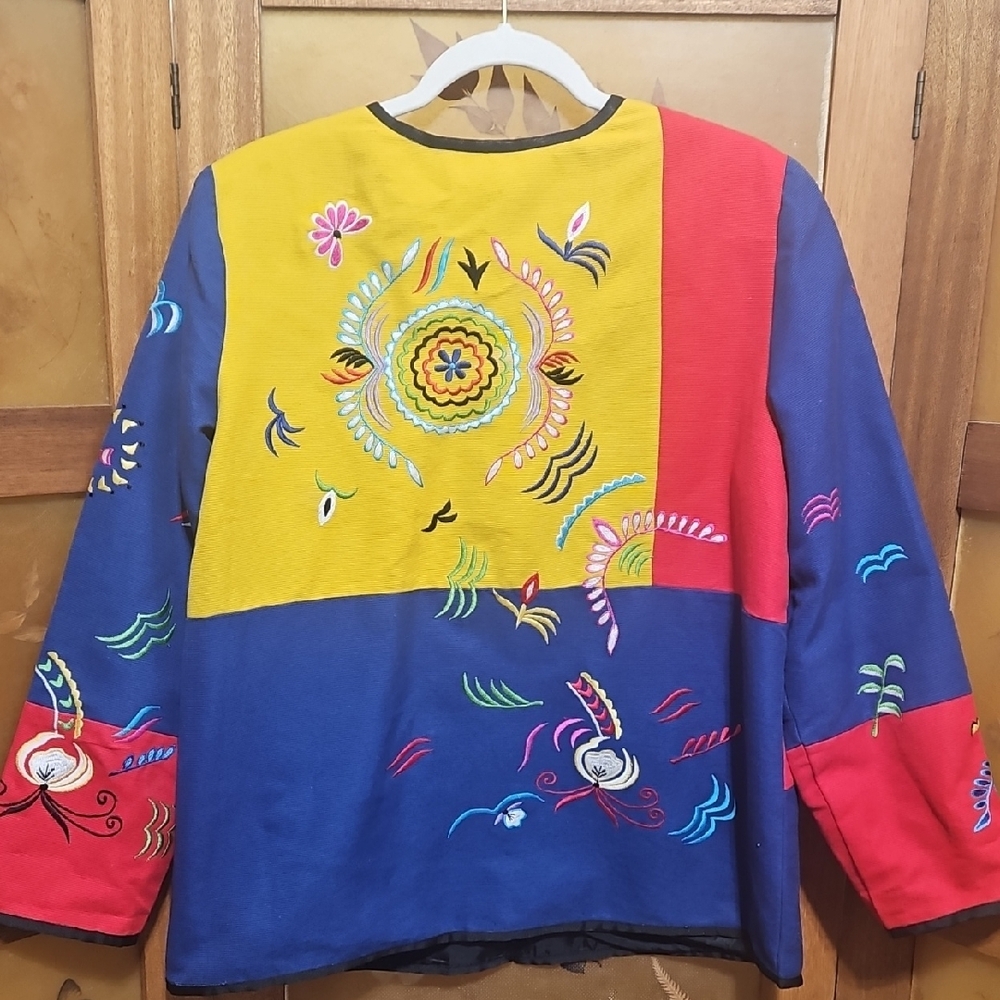 Vintage 90s Indigo Moon Patchwork Embroidered Cot… - image 6